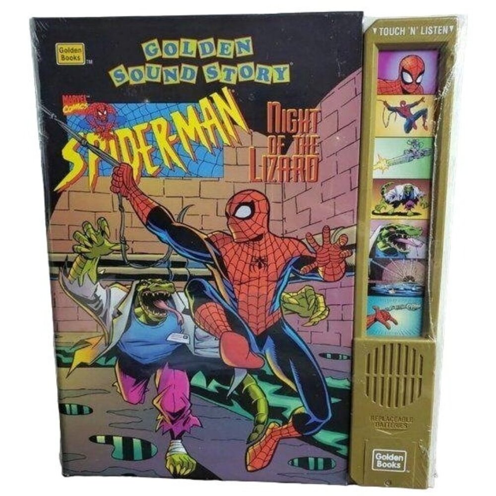 VTG Spider-Man Night of the Lizard SEALED Touch N Listen Sound Story Book NWT